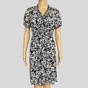 En Focus Studio White And Black Floral Midi Dress Size 14